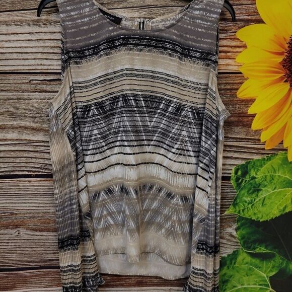 Alfani Sleeveless Blouse brown/black/cream mix 16 Pre-owned - Picture 1 of 7